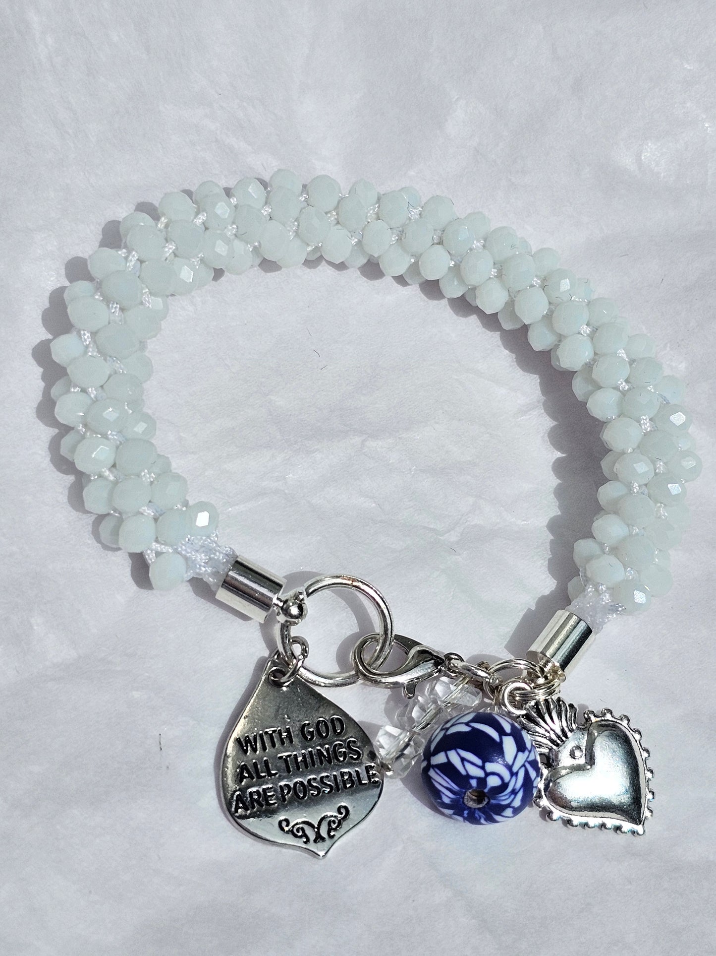 White kumihimo bracelet