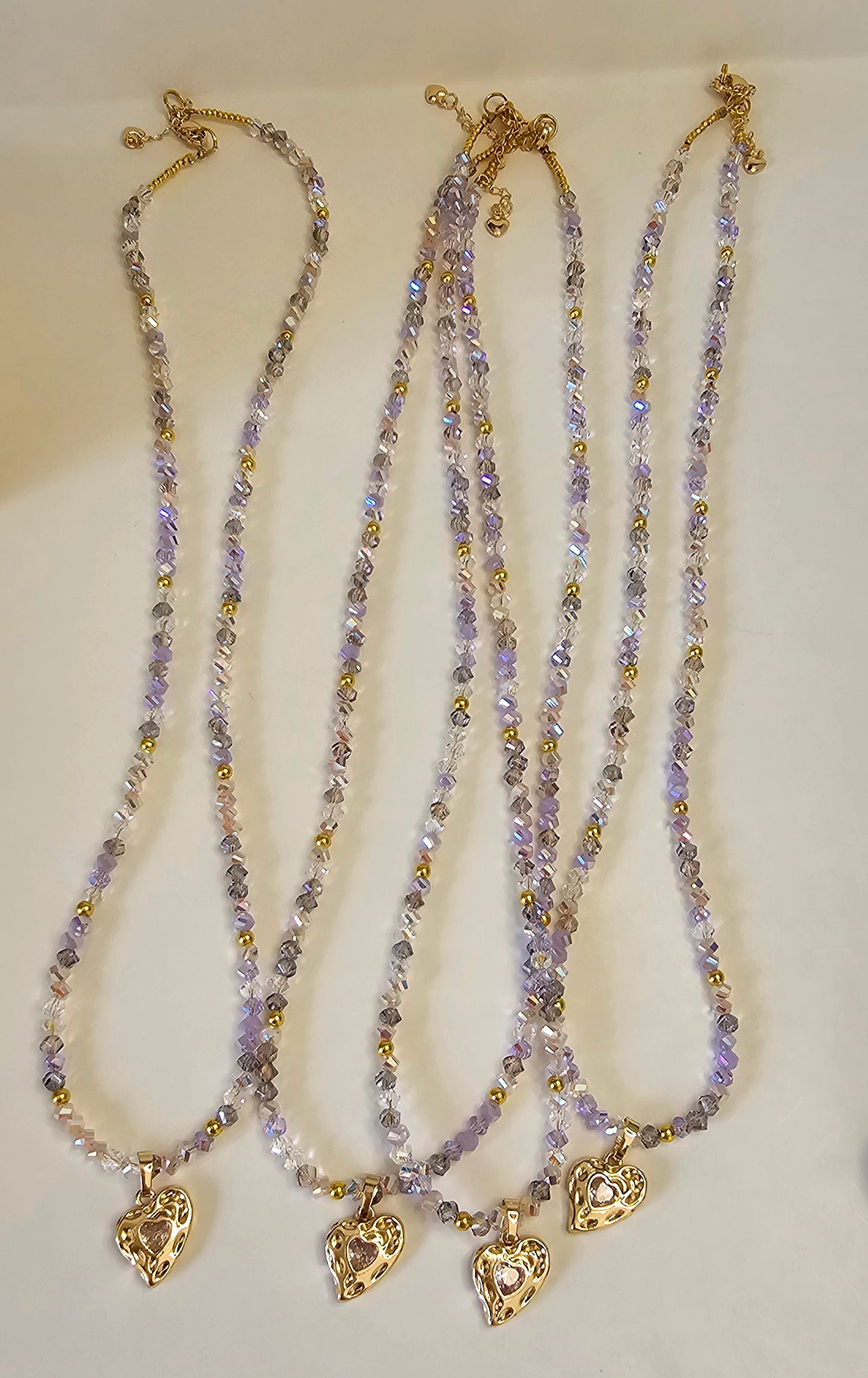 Gold purple heart necklace