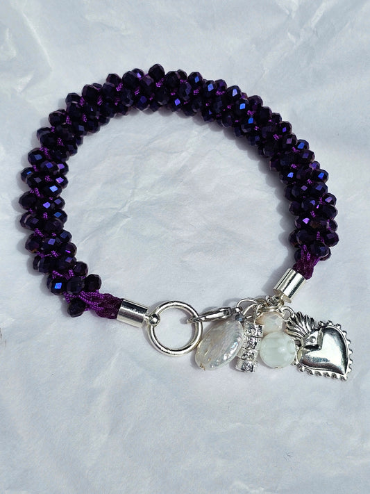 Purple kumihimo bracelet