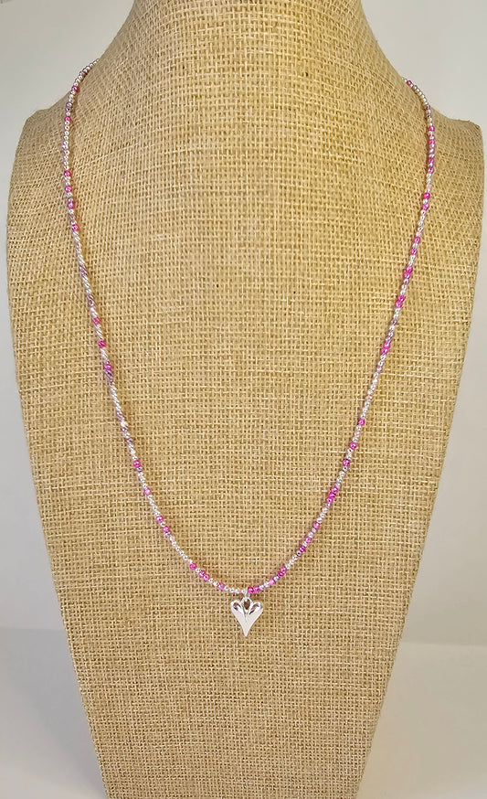 Silver beaded heart